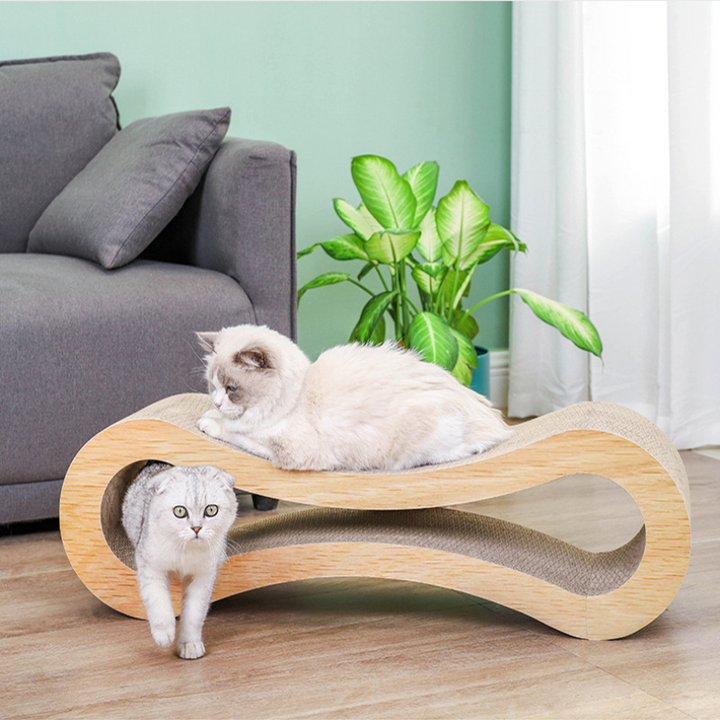 Durable eco-friendly cat scratcher lounge & pet bed for felines to play and rest. Cat furniture toy.