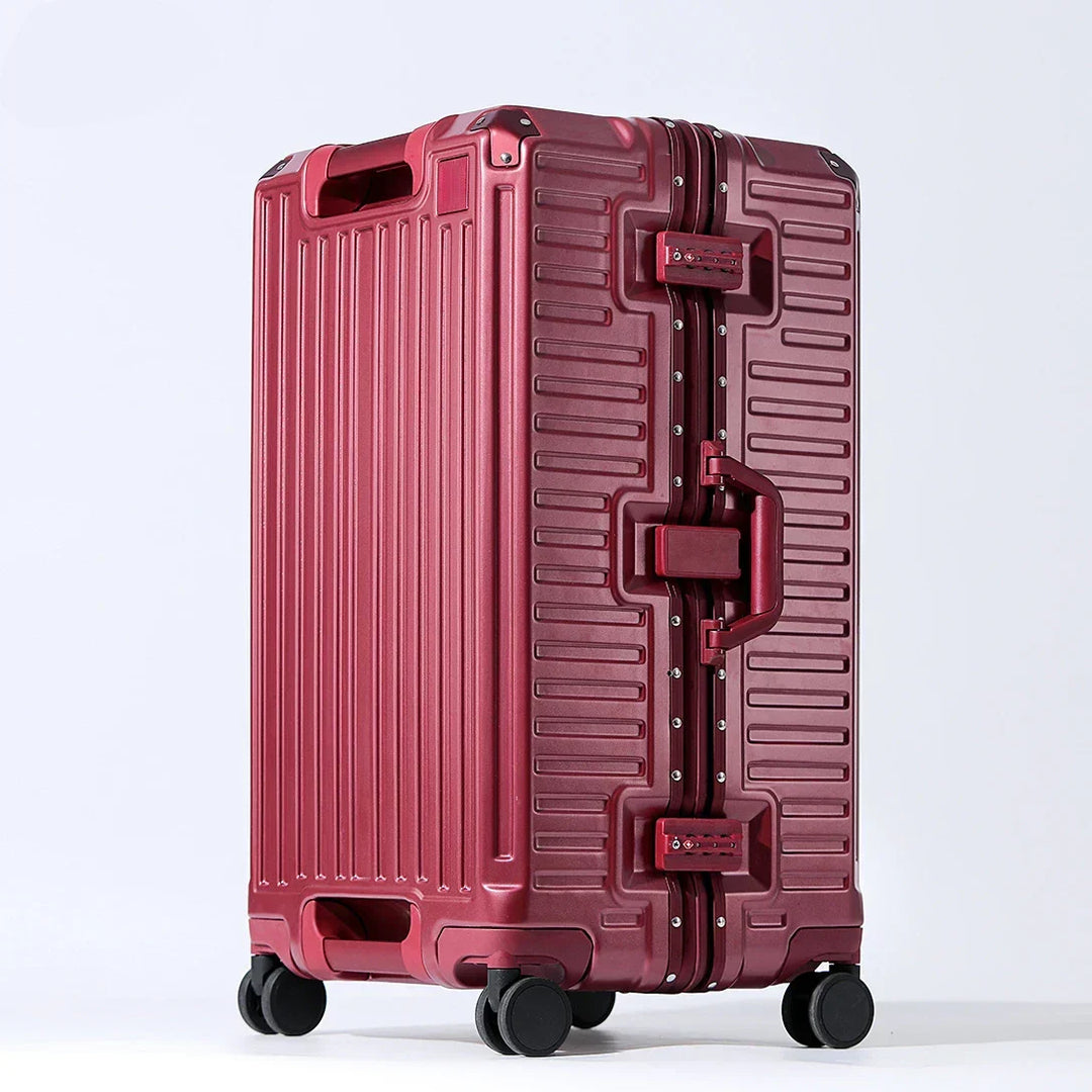 Durable hard shell travel luggage with wide grip handle and smooth spinner wheels for effortless journeys.