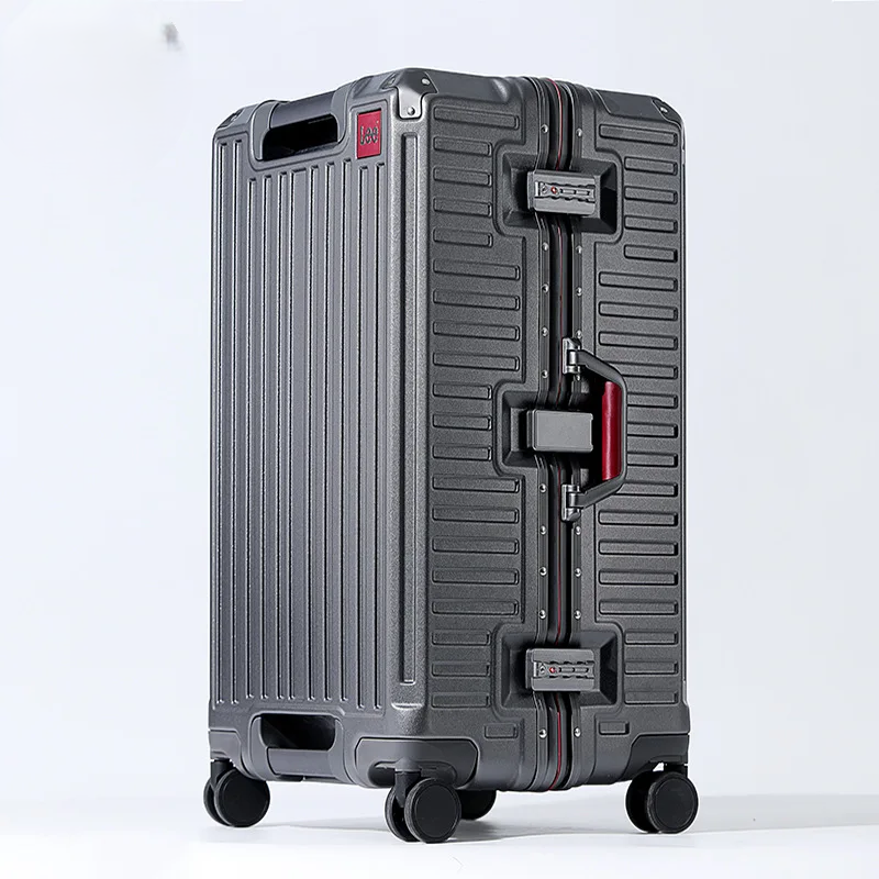 Modern hard shell luggage with wide grip, TSA lock, and silent spinner wheels, ensuring easy & secure trips.