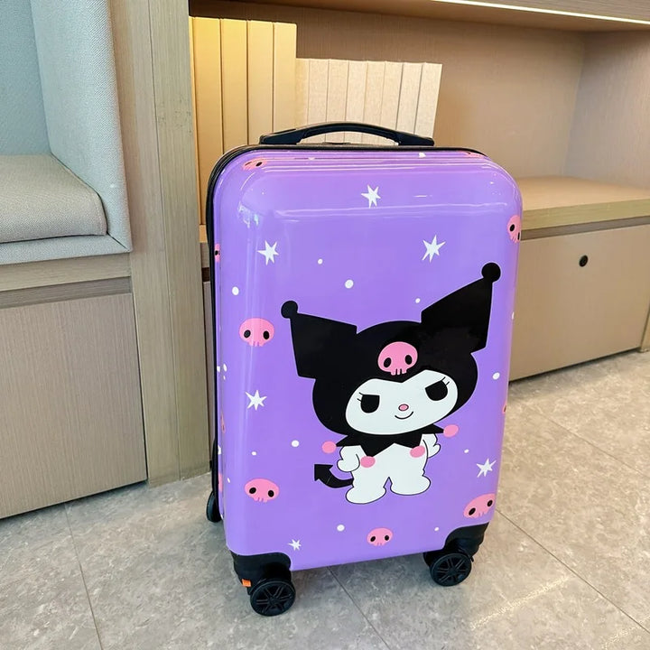 Fun design children's hardshell carry-on luggage with durable spinner wheels, perfect for kids' travel adventures.