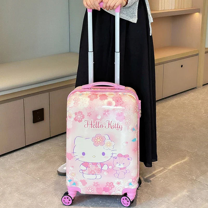 Compact kids hardshell suitcase, carry-on size with smooth spinner wheels for effortless durable travel.