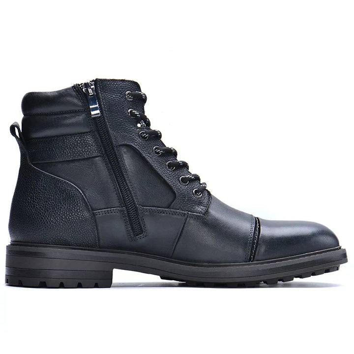 Stylish men's lace-up & zipper boots. Durable design for casual, outdoor, autumn, or winter wear.