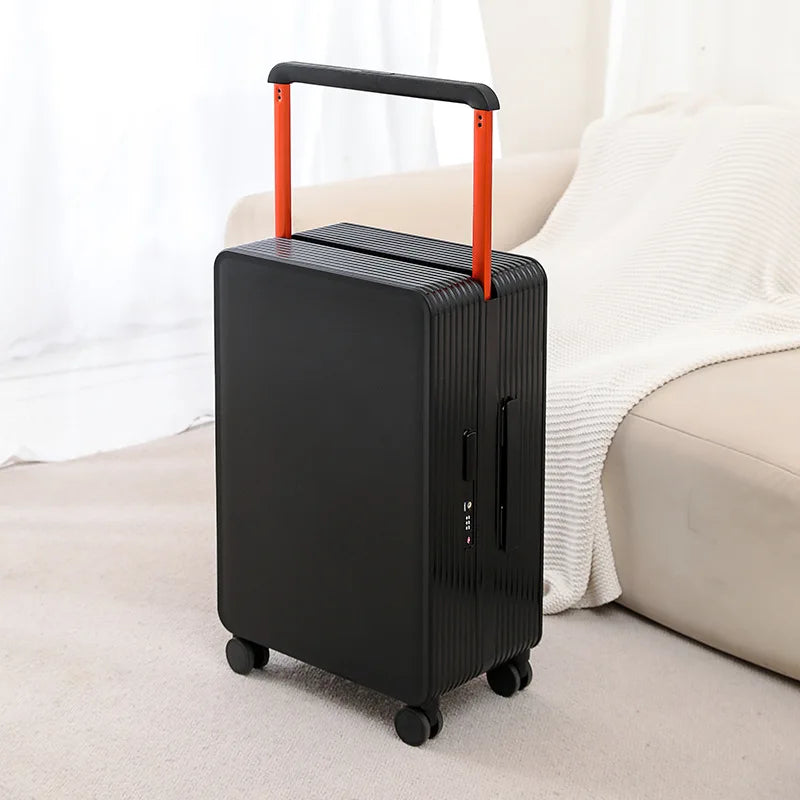 Modern lightweight hard shell luggage featuring robust spinner wheels and a secure TSA lock.