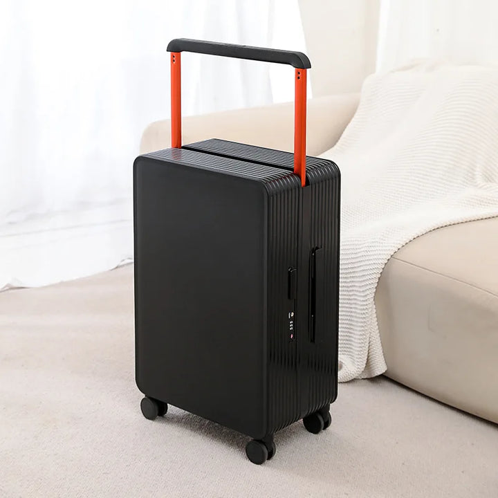 Modern lightweight hard shell luggage featuring robust spinner wheels and a secure TSA lock.