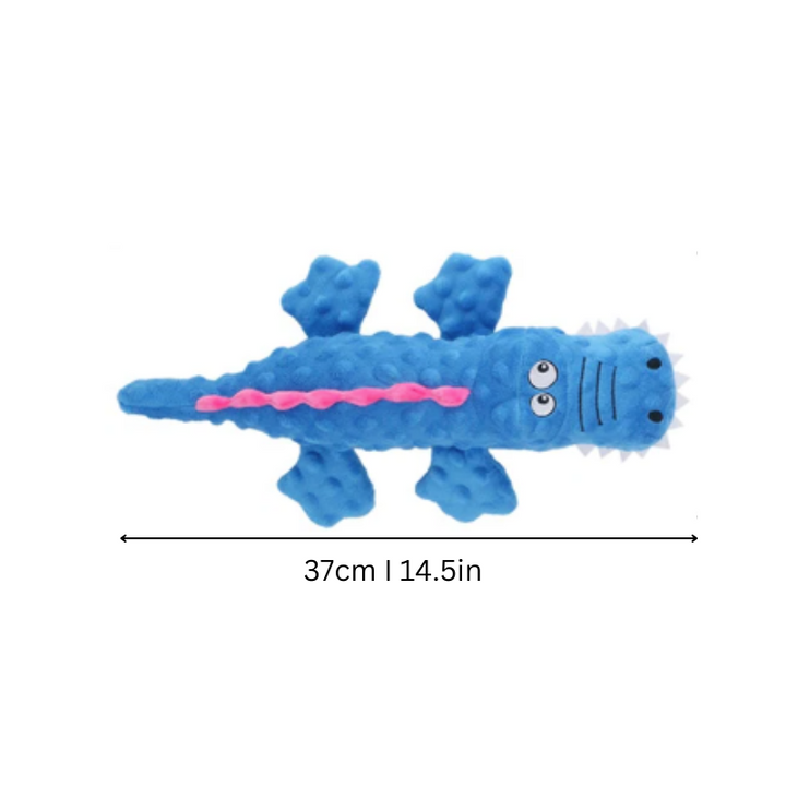 Soft, durable plush dog toy with a squeaker for interactive playtime. Great chew toy for both puppies & large dogs.