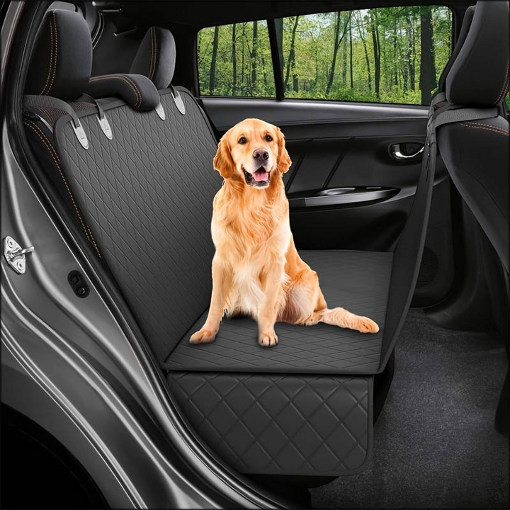 Durable waterproof dog car seat cover for pet travel. Non-slip design protects vehicle seats and ensures pet comfort.
