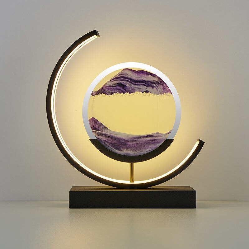 Dynamic Sand Art LED Table Lamp with flowing sandscapes and soft lighting, perfect for home or office decor transformation.