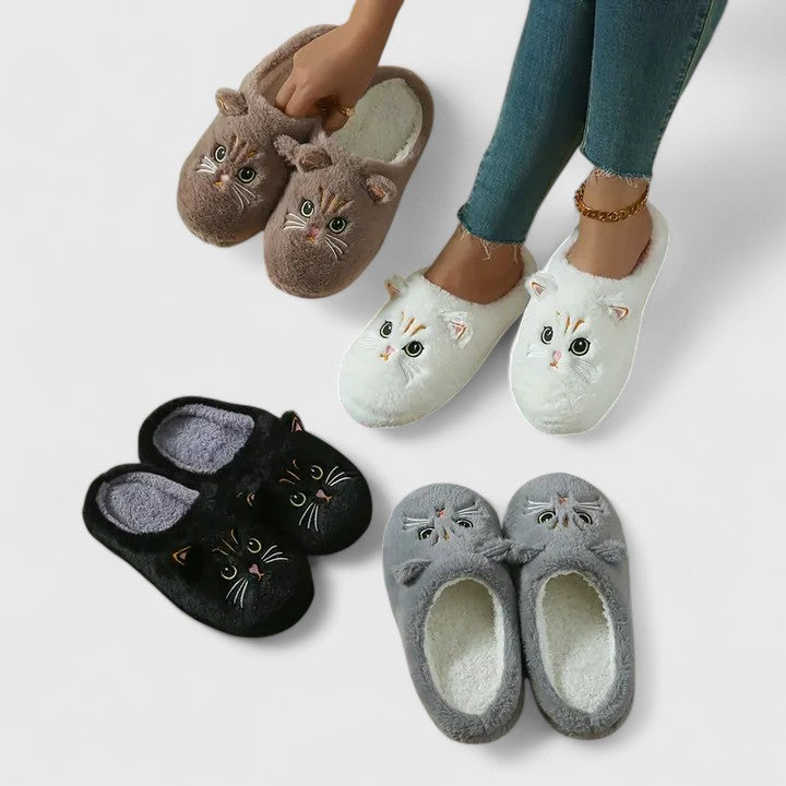 Women's plush slippers with ergonomic design for all-day arch support and comfort.