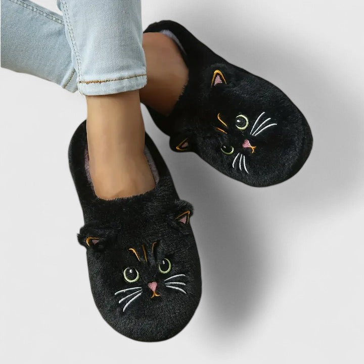Women's warm slippers providing foot pain relief with ergonomic arch support for daily wear.