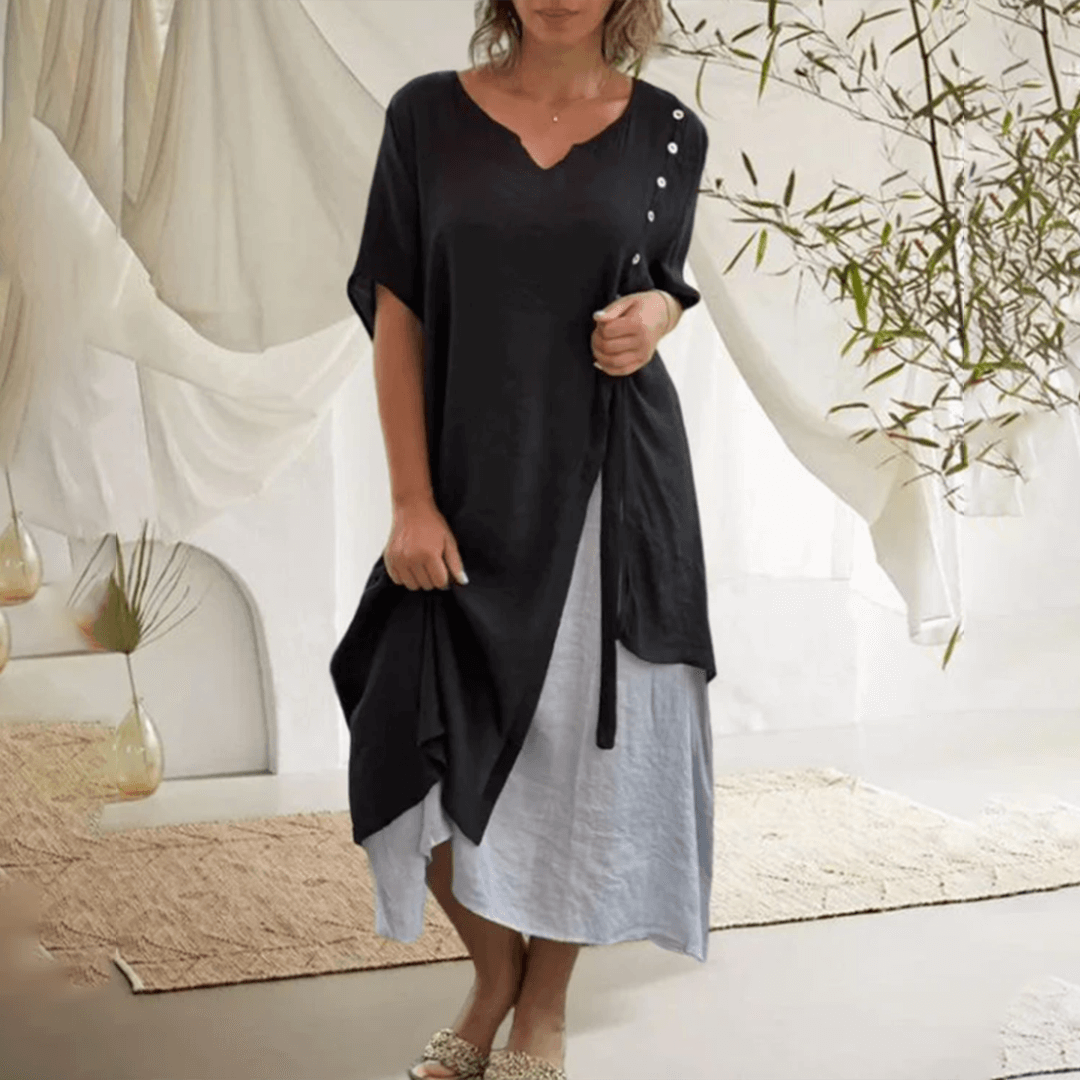 Elegant Maxi Dress - Two-Tone