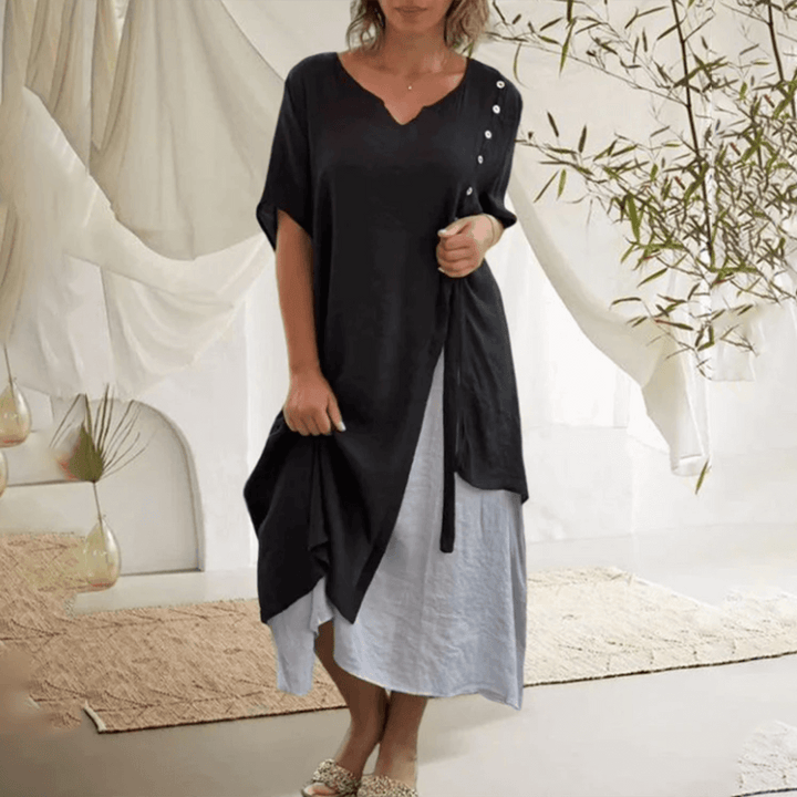 Elegant Maxi Dress - Two-Tone