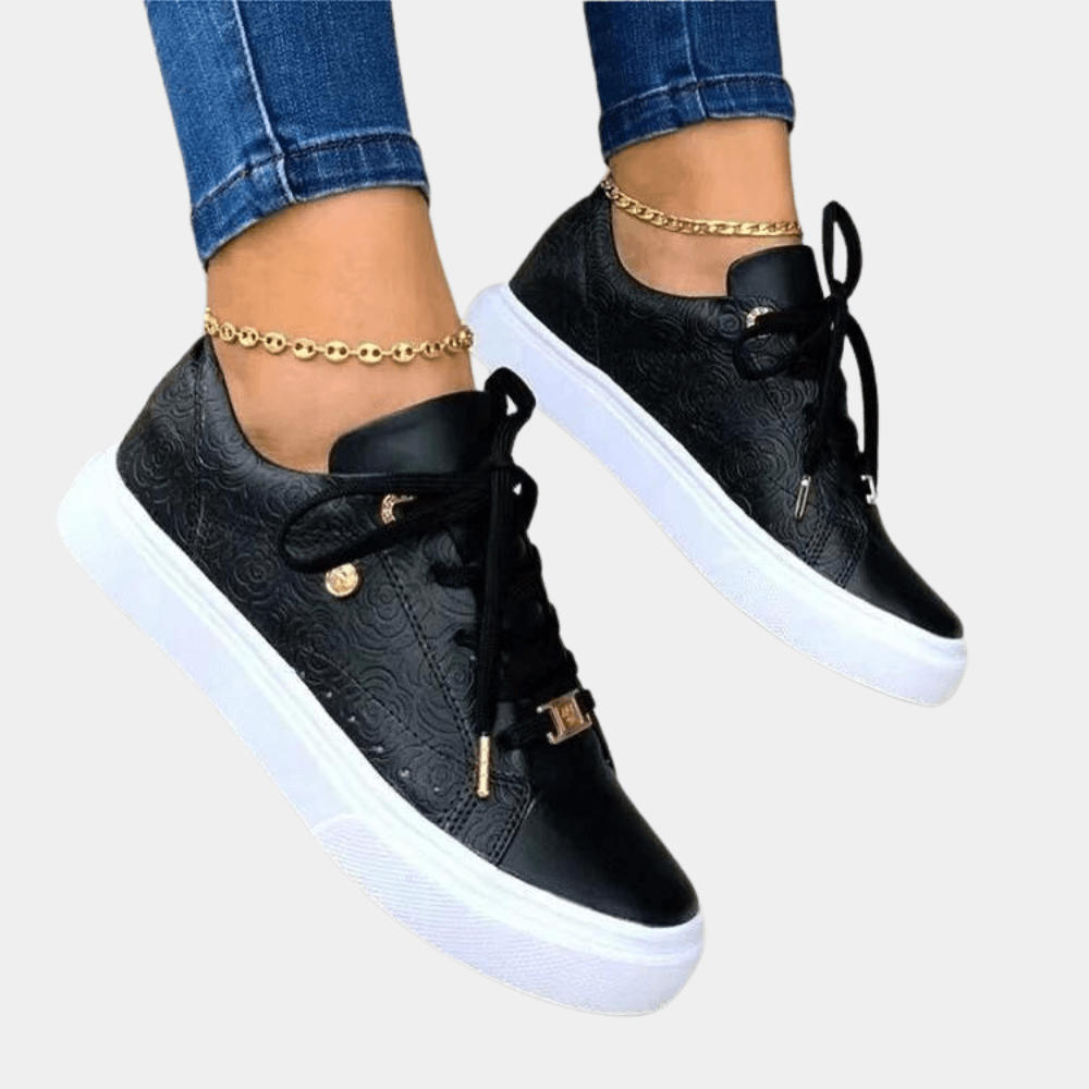 Women's Embossed Floral Low-Top Sneakers