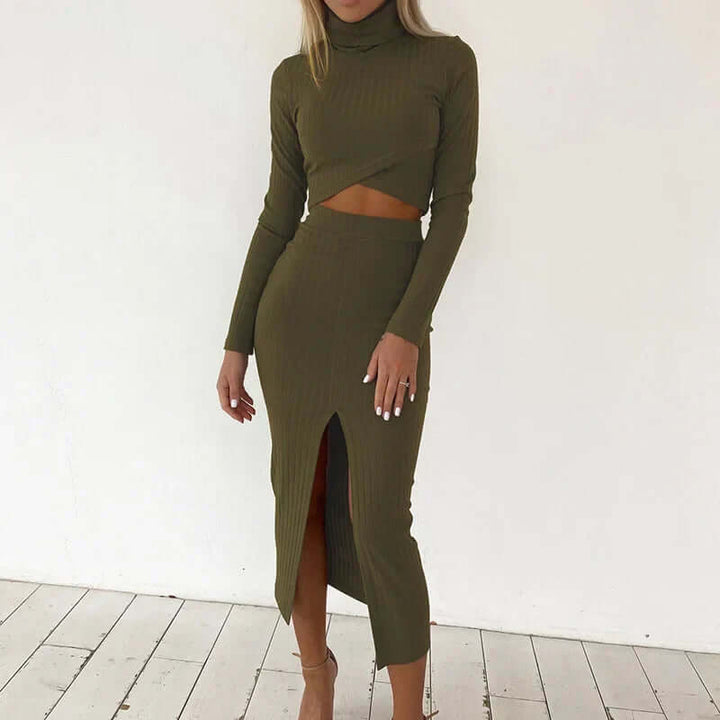Women's Ribbed Knit Two-Piece Set