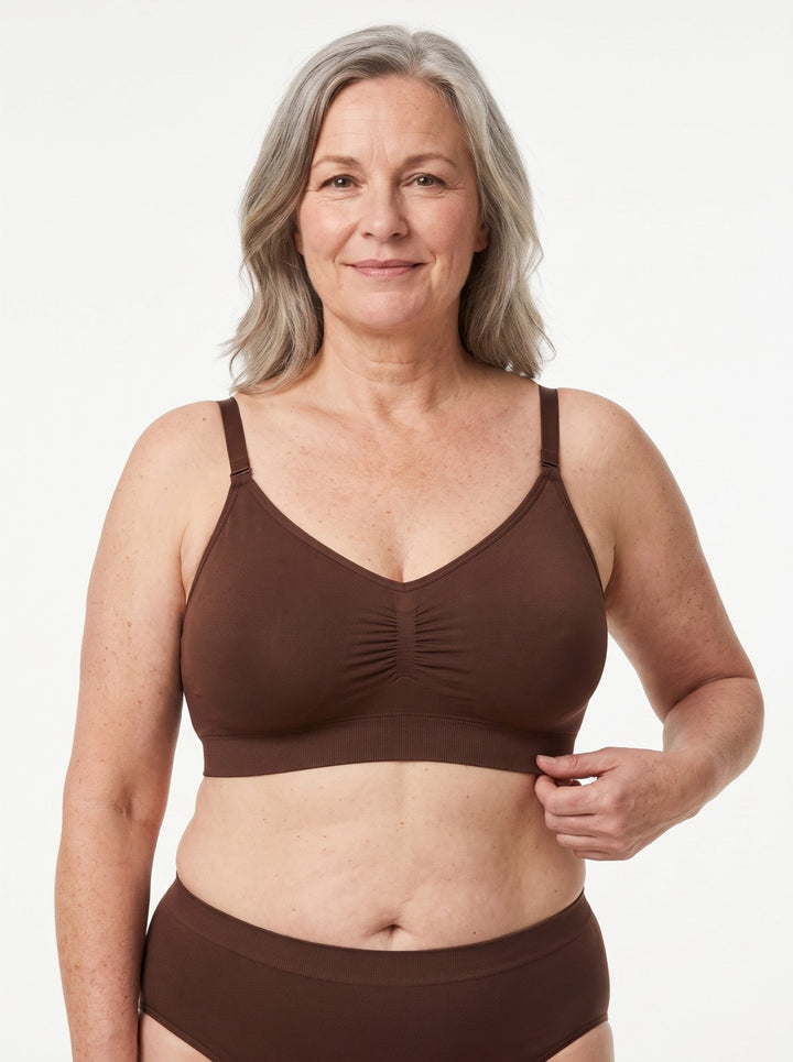 Soft women's seamless comfort bra, wire-free design for daily wear & invisibility.