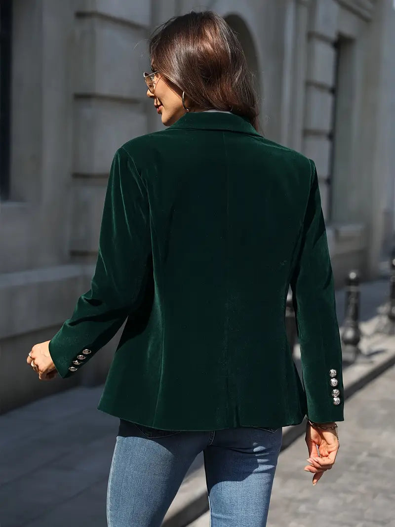 Refined single-button tailored blazer, women's professional outerwear for an elegant business style.