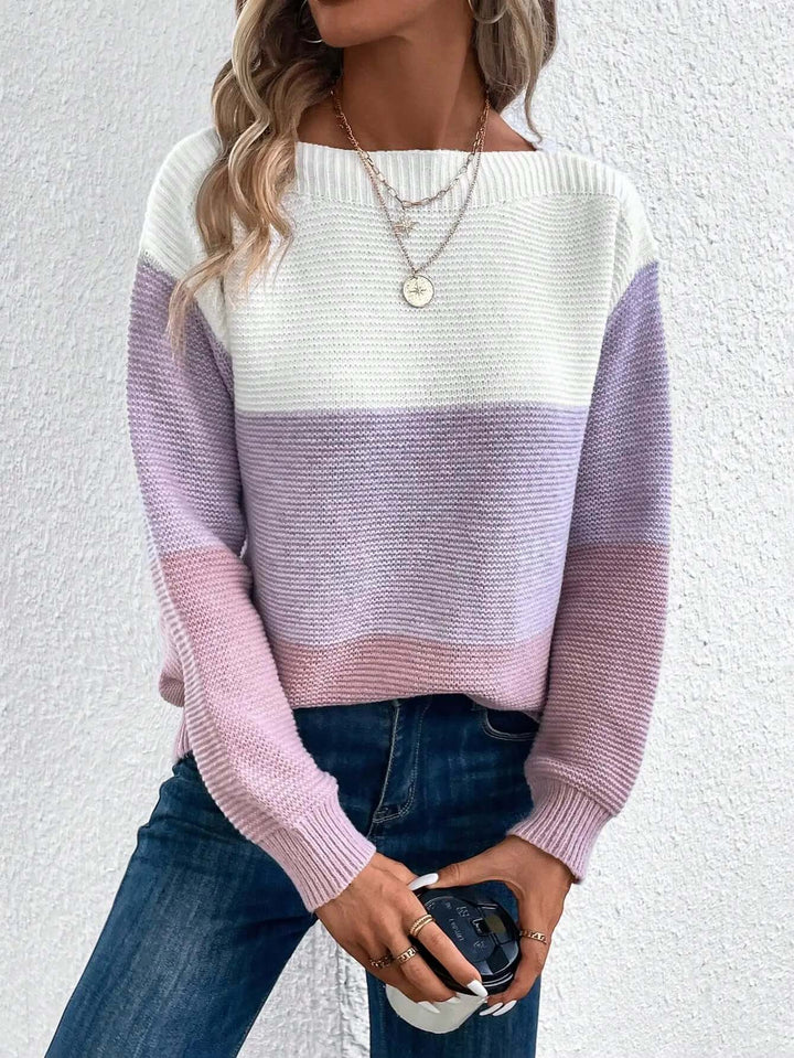 Women's Knitted Sweater with Round Neckline