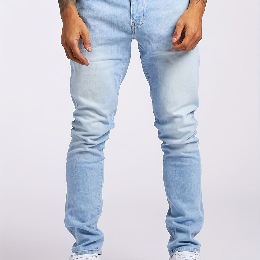 Soft stretch denim men's jeans, slim fit for ultimate comfort and everyday stylish casual wear.