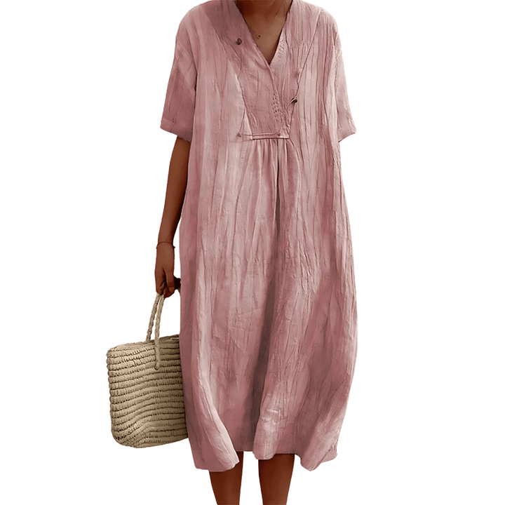 Women's Cotton Linen Midi Dress