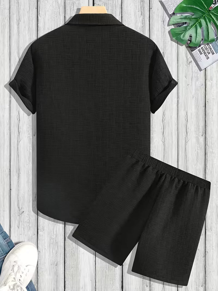 Men's fashionable summer shirt and shorts set. A relaxed fit, two-piece casual outfit for ultimate comfort.