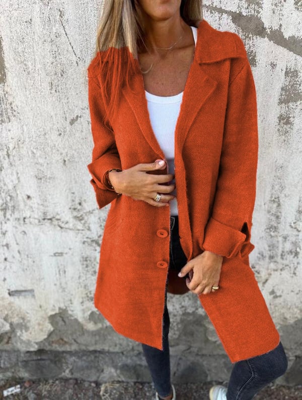 Trendy women's buttoned blazer, elegant fashion outerwear for versatile styling all season long.