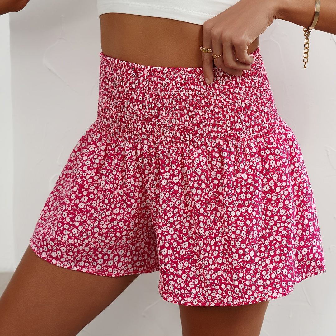 Comfortable pull-on floral shorts for women, ideal lightweight casual wear for summer.