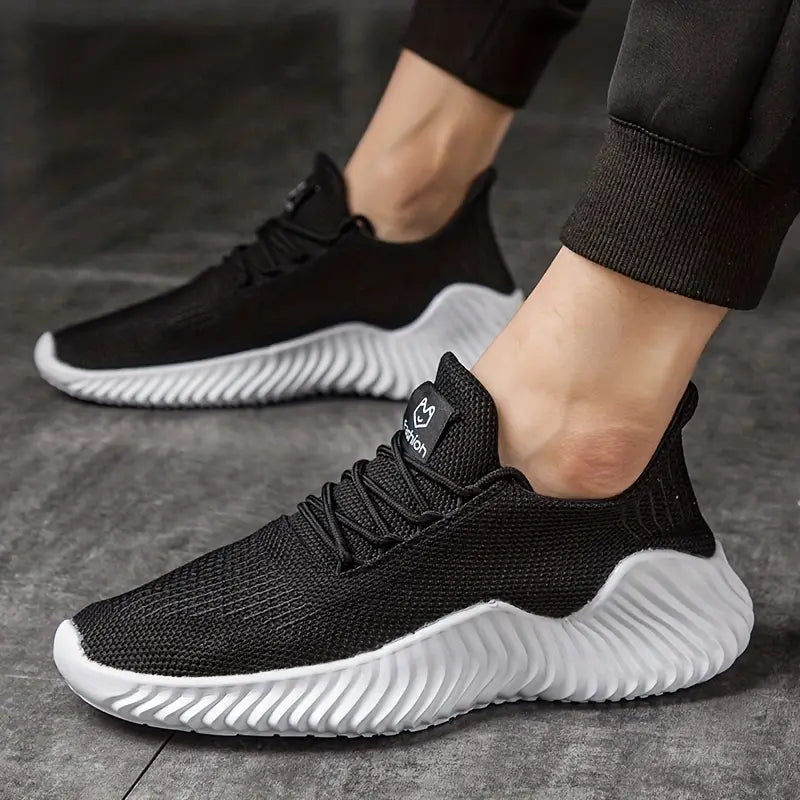 Men's running sneakers, lightweight lace-up design provides comfort and support for active workouts & versatile wear.