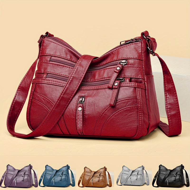 Women's vintage faux leather shoulder bag, perfect for everyday style.
