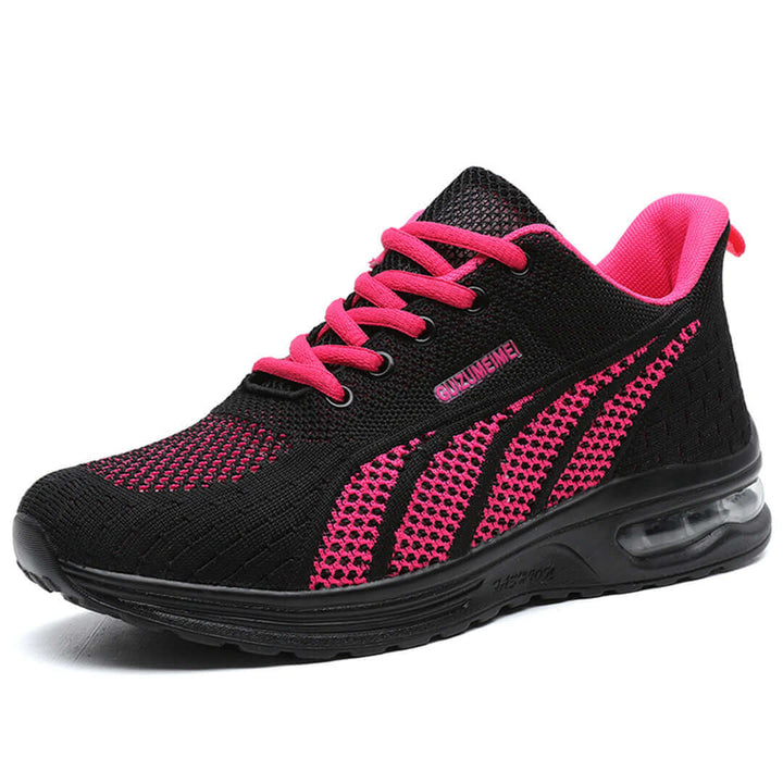 Women's Breathable Mesh Lace-Up Cushioned Sole Sneakers