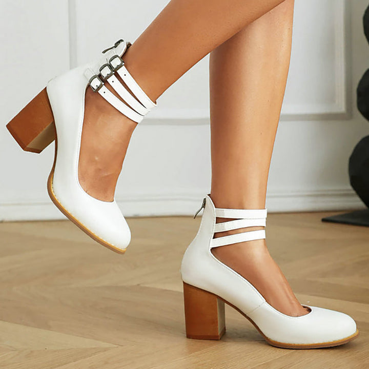 Stylish women's dress shoes: stable block heels & elegant ankle strap for sophisticated fashion.