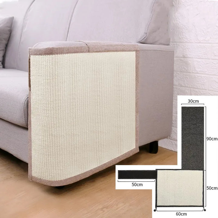 Cat-friendly sisal scratch mat, designed to protect your sofa armrest and furniture effectively.