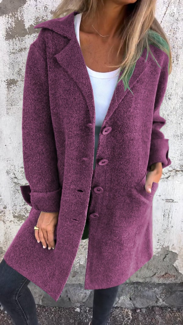 Women's elegant buttoned jacket, a versatile long sleeve blazer for fashion outerwear & work.