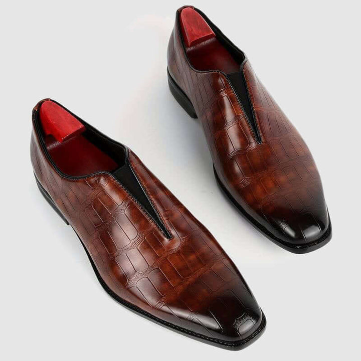 Men's Stone Pattern Leather Oxford Shoes