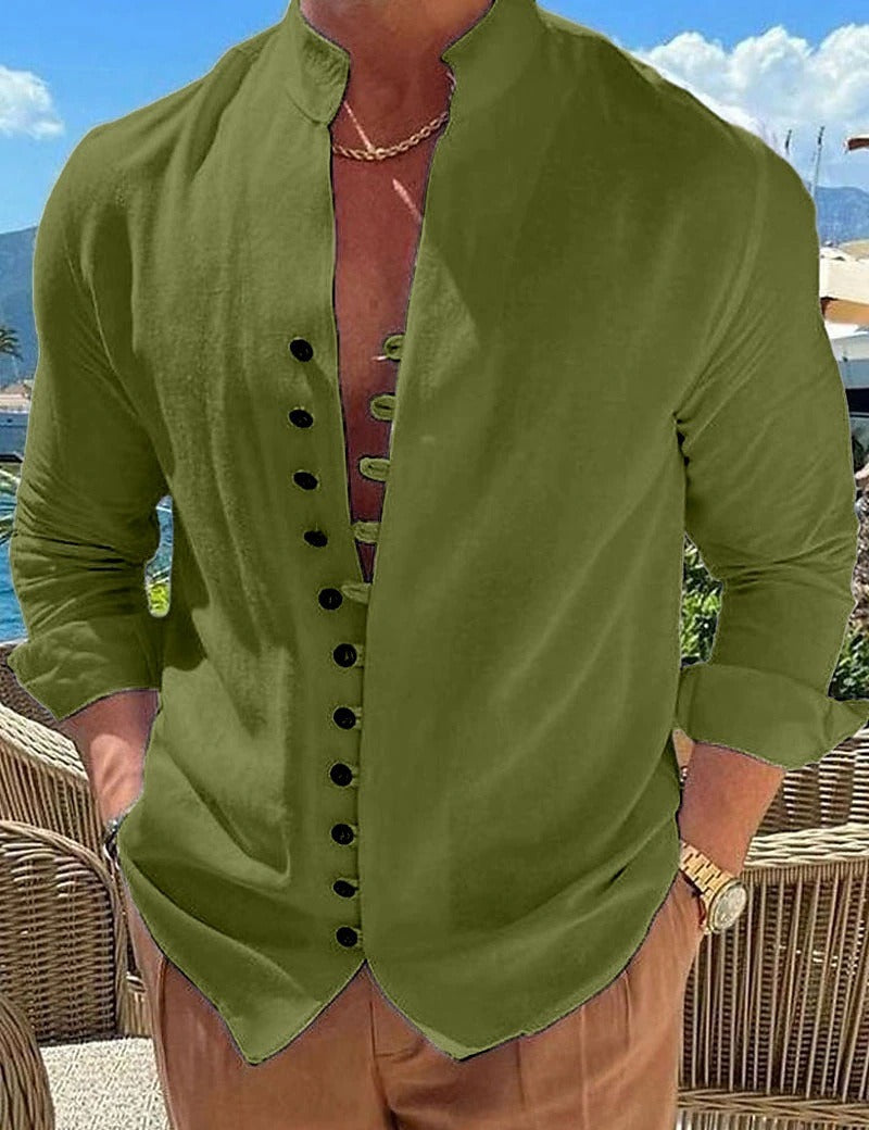 Versatile men's casual smart long sleeve button-down shirt, ideal for office, weekend, & everyday fashion.