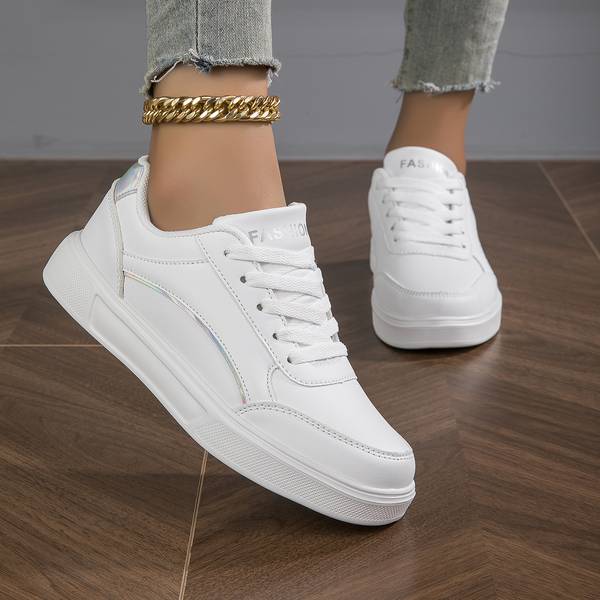 Women's White Trainers with Metallic Accents