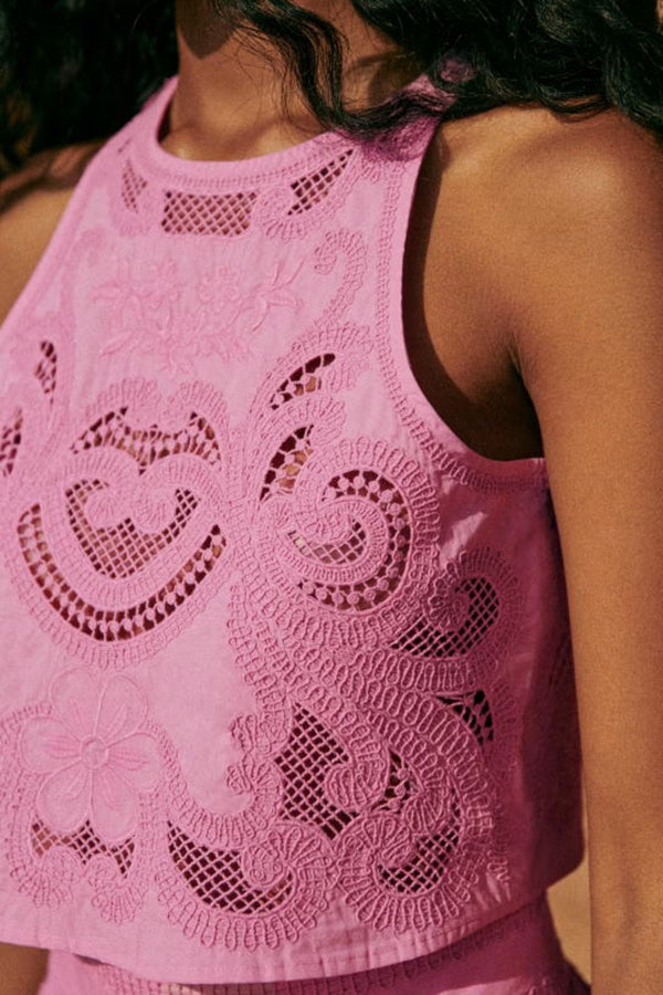 Beautiful women's embroidered two-piece set. Elegant vacation wear, perfect for summer fashion & holiday outings.