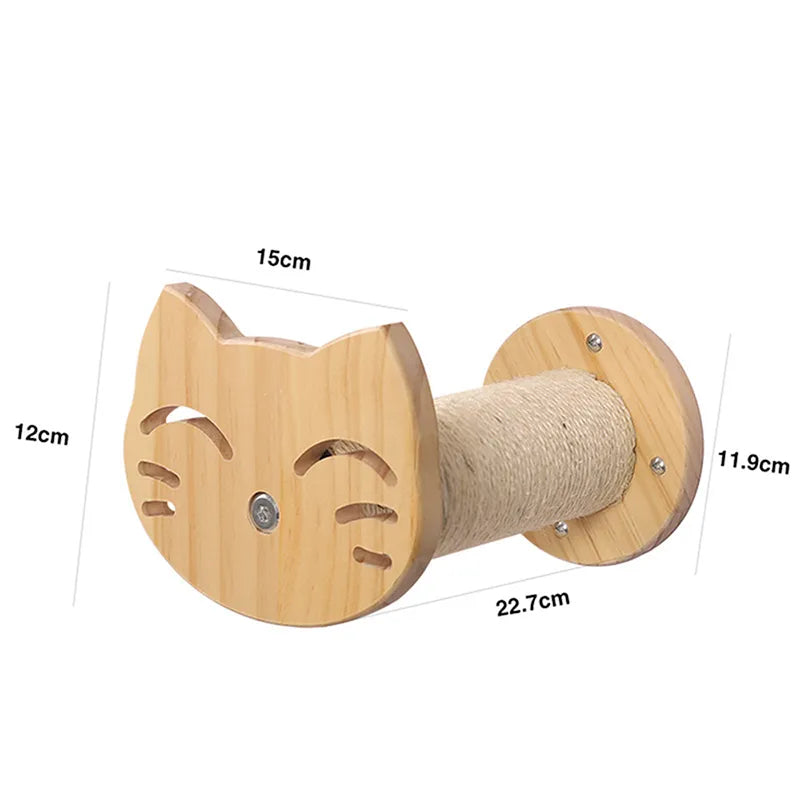Promote healthy claws with this wall-mounted wood cat scratcher & a plush, cozy pet bed.