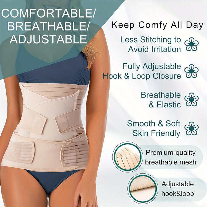 Postpartum abdominal binder providing recovery support & comfort for new mothers' belly and waist.