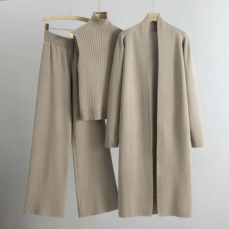 Women's Knitted 3-Piece Set with Cardigan