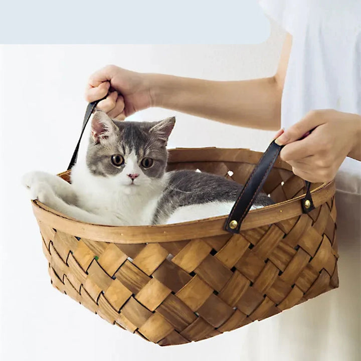 Vibrant tropical monstera cat bed, a soft pet floor cushion. Ideal cat nest & pet furniture for any room.