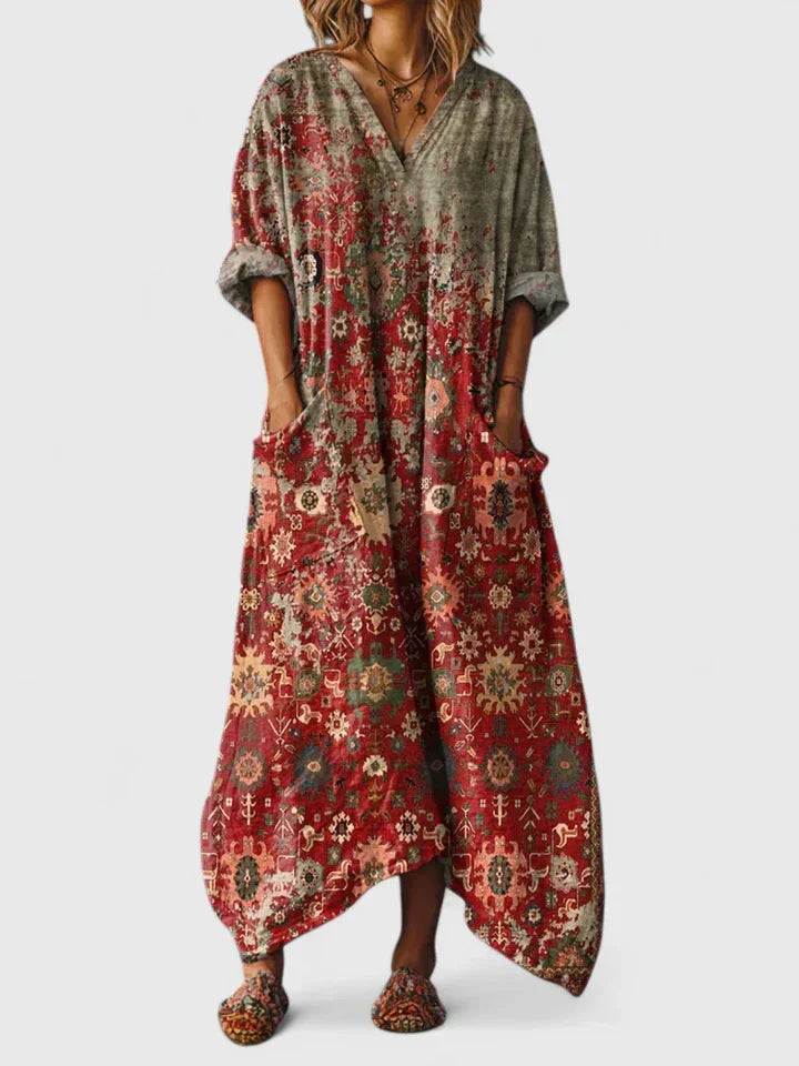 Elegant flowy maxi dress for women, perfect for special occasions & evening wear. A beautiful formal cocktail dress.