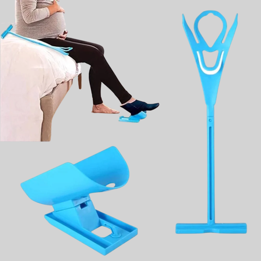 Sock dressing aid for individuals with back pain or knee injury. Simple tool for daily living.