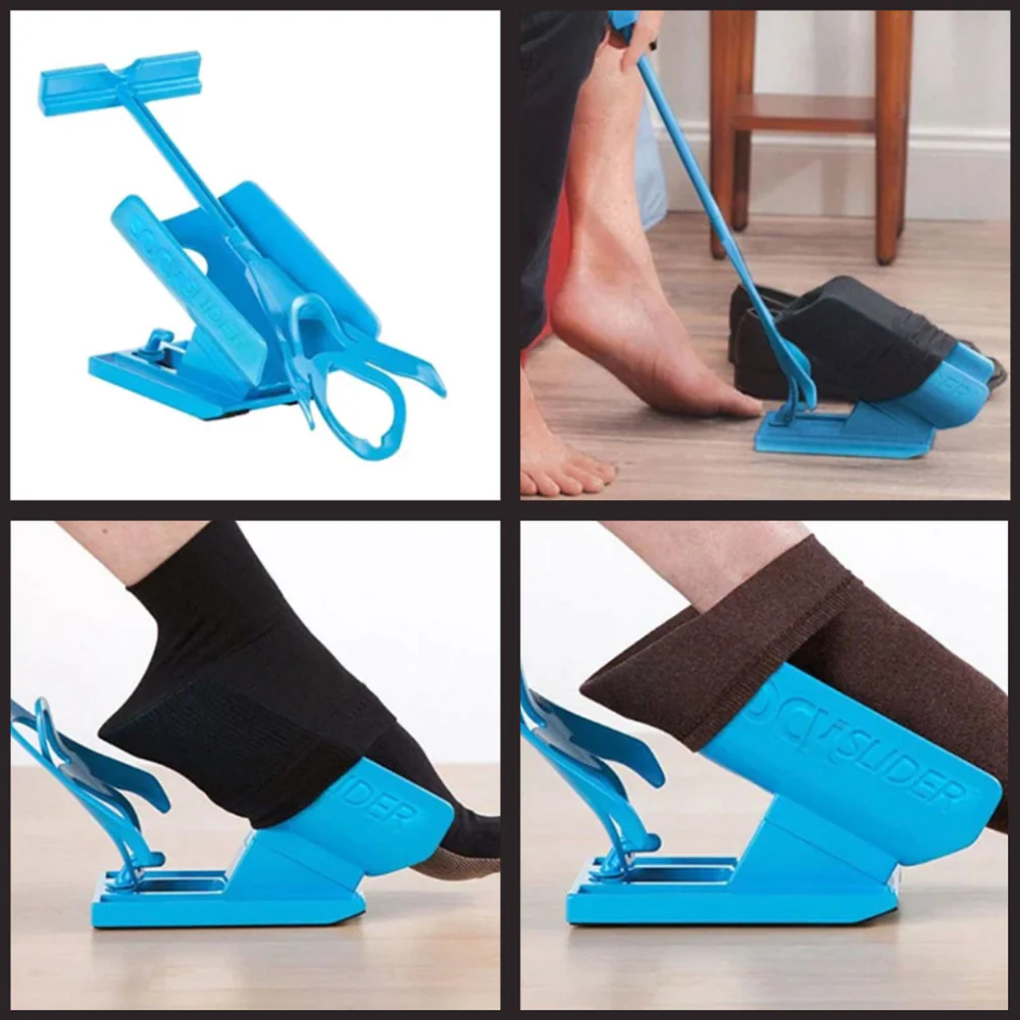 Mobility aid for seniors & disabled. Eliminates bending, easing sock wear for everyday comfort.