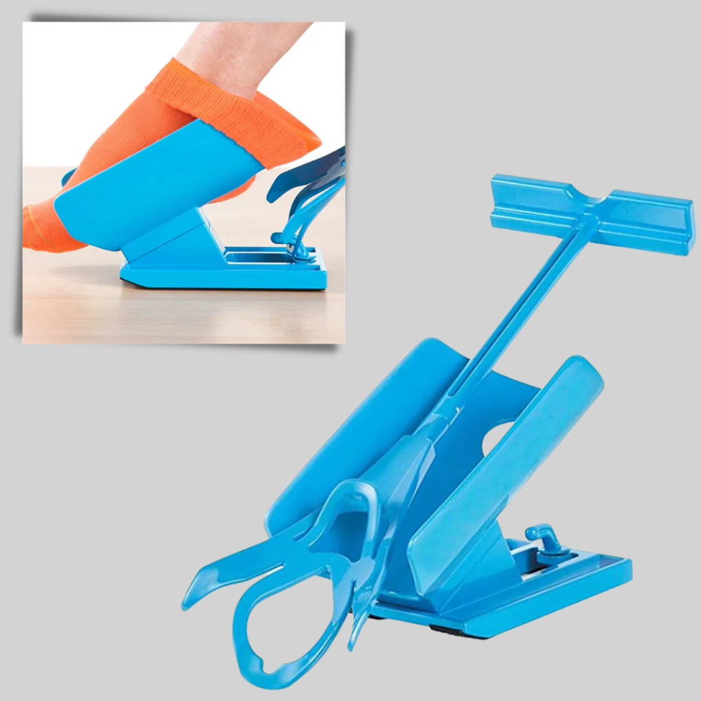 Effortless sock put-on device for men & women. Great for disability support & independent daily dressing.