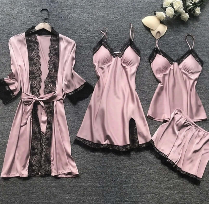 Women's 5-Piece Sleepwear Set with Lace