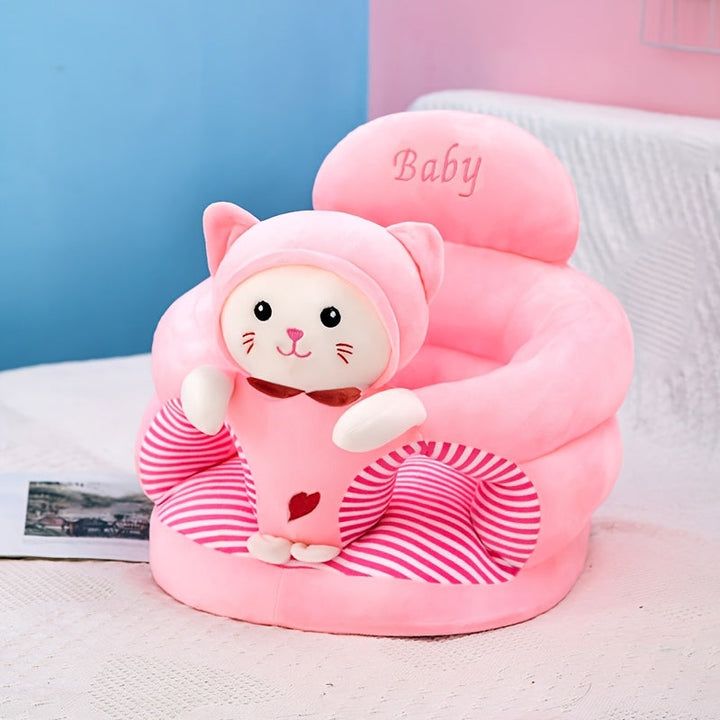 Adorable plush baby sitting chair, a comfortable & supportive gift for new parents. Essential baby gear.