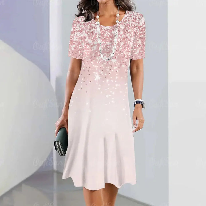 Feminine classic retro A-line midi dress for women, elegant vintage style. Versatile for daily & party wear.