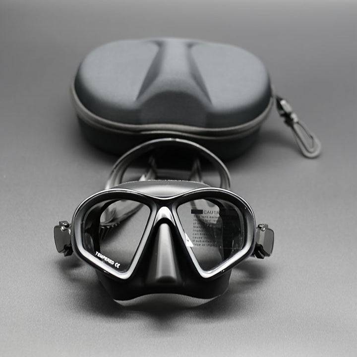 Crystal-clear vision with anti-fog tempered glass dive mask, featuring a convenient camera mount.