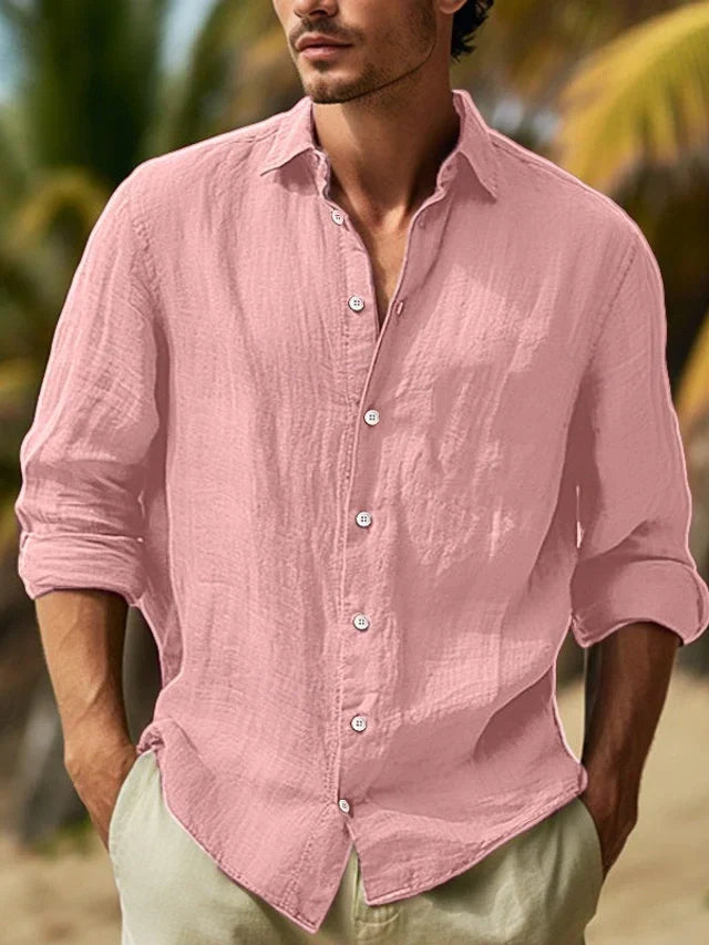 Elegant men's grey long sleeve button-down shirt. A stylish casual essential for modern men's fashion.