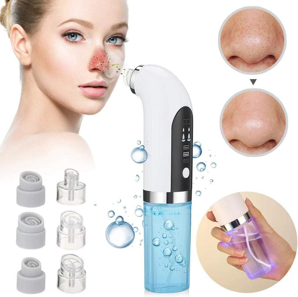 Electric blackhead remover pore vacuum on white background, featuring ergonomic design with interchangeable suction heads.