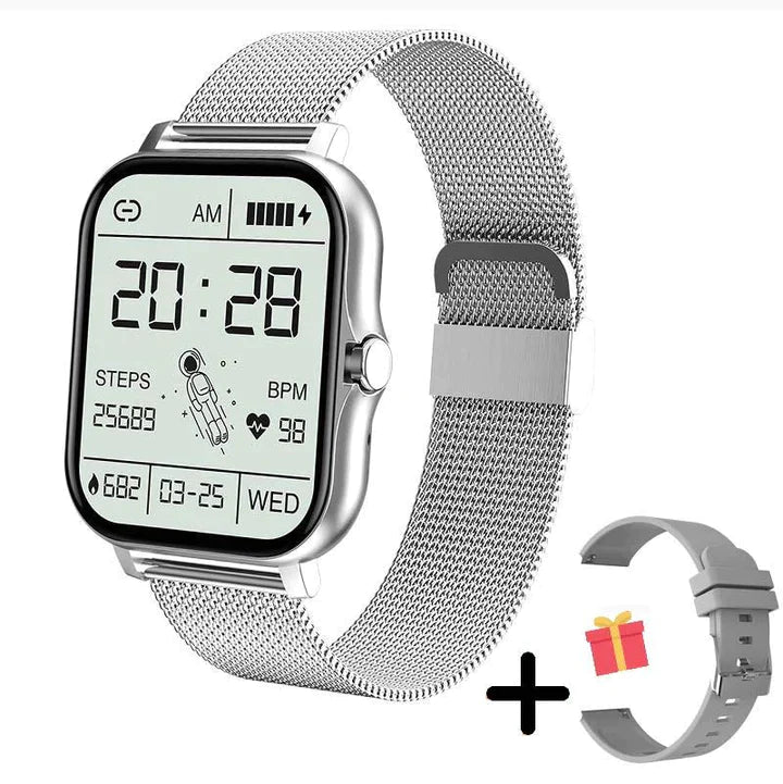 Elegant women's smartwatch in gold, designed for active lifestyles with health and activity tracking.